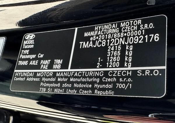 Hyundai Tucson cena 159900 przebieg: 24500, rok produkcji 2022 z Tyszowce małe 781